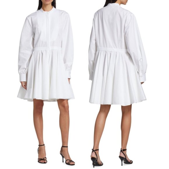 NWT Alexander McQueen Mini Shirt Dress Band Collar Fit And Flare White Poplin - Picture 1 of 12
